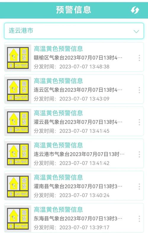 江苏省灌南县发布高温黄色预警